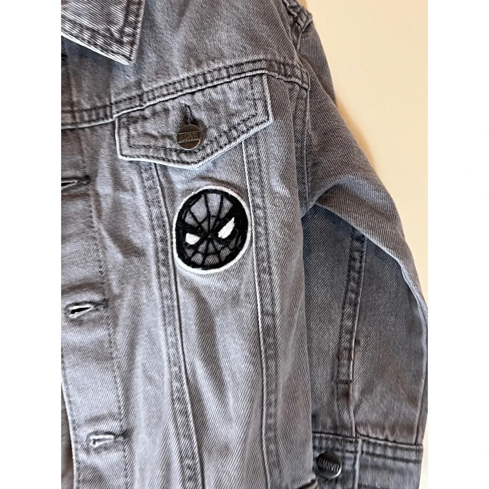 Marvel Boys Gray Denim Spider Patch Jean Jacket